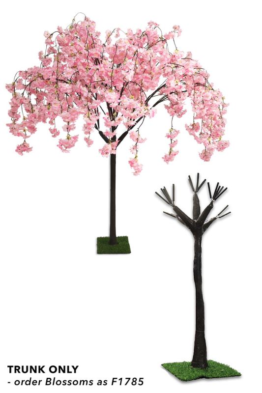 Artificial Brown Blossom Tree trunk with sturdy base, designed for customizable floral arrangements and elegant interior decor.