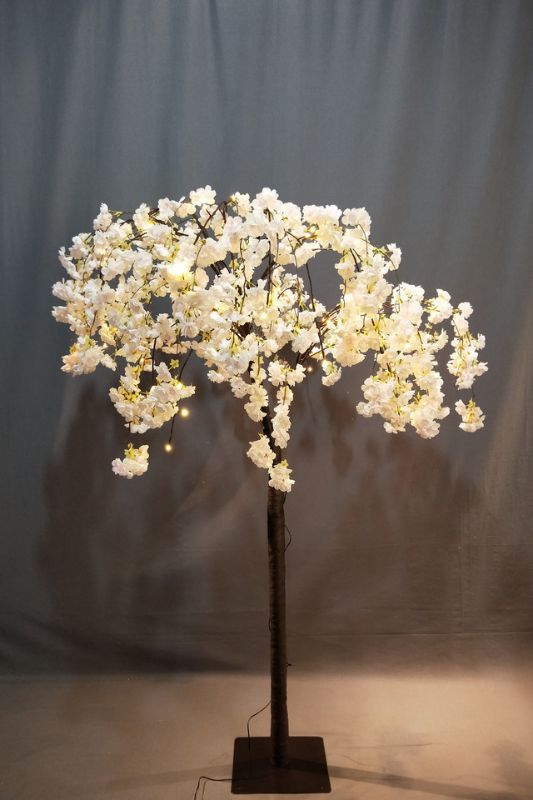 Light pink cherry blossom tree with 84 warm white LEDs, 170cm tall, perfect for home and event decor.