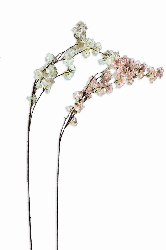 Set of 10 white artificial hanging blossom sprays, featuring large, full blooms, perfect for elegant decor arrangements.