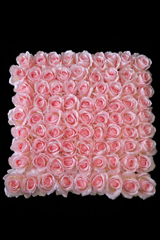 81 Rose Head Panel in pink featuring a vibrant array of roses, perfect for elegant event backdrops and flower wall installations.