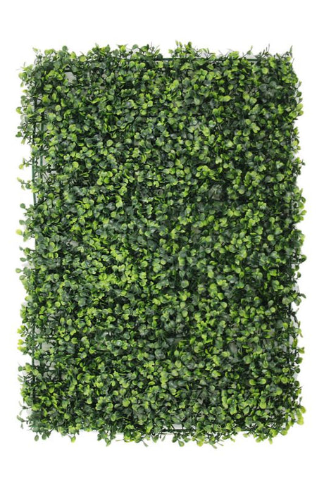 Set of 4 mid green artificial boxwood panels, perfect for creating vibrant vertical gardens or privacy screens.