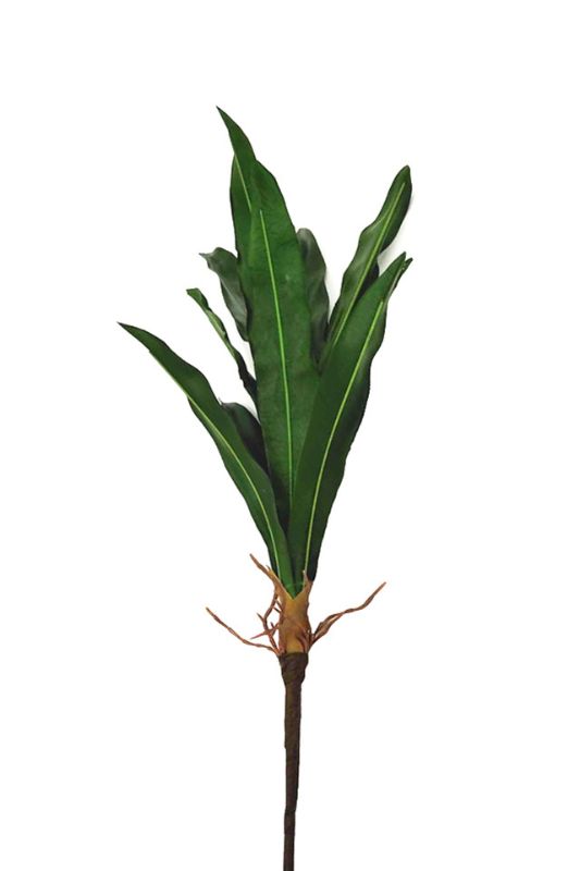 Set of 12 artificial lush leaf filler sprays in mid green, featuring realistic wired leaves and exposed roots, each 56cm long.