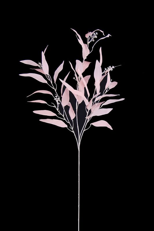Soft pink artificial eucalyptus leaves, 105cm long, set of 10 for stylish, maintenance-free floral arrangements.