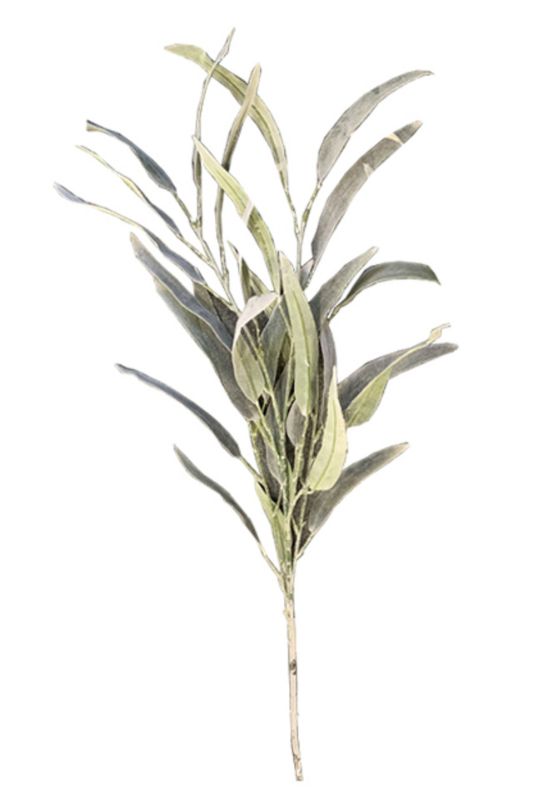 Light green artificial eucalyptus spray set of 12, featuring realistic tips and a flocked finish, perfect for home decor.