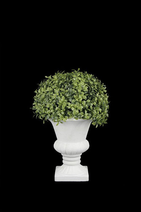 Artificial potted greenery in a white urn, perfect for elevating home decor or event elegance without maintenance.