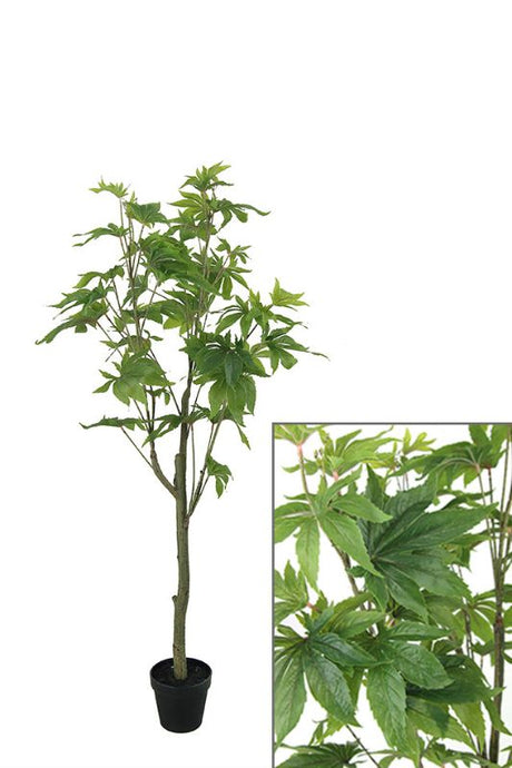 Artificial Small Japanese Maple Tree in Mid Green, 125cm tall, provides lush greenery without maintenance, perfect for any decor.