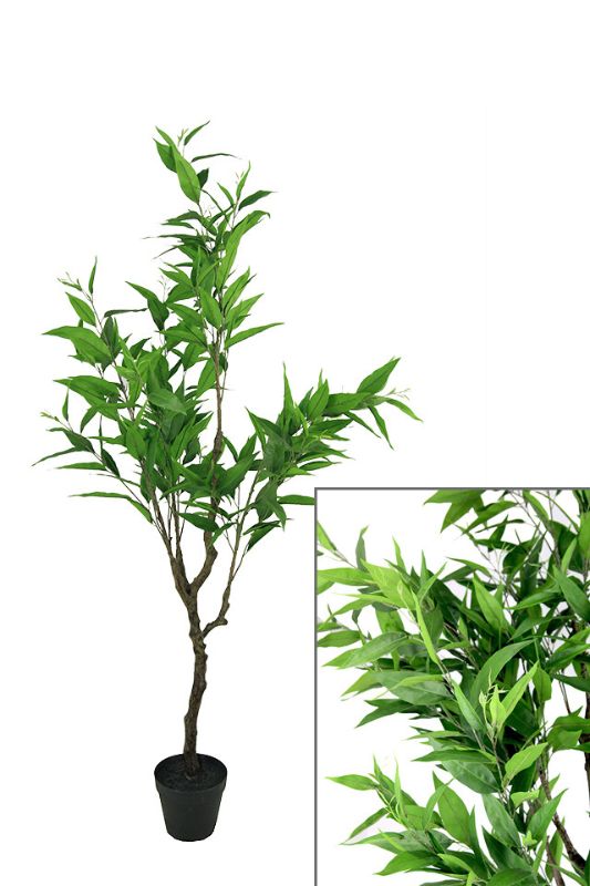 Lifelike 150cm artificial medium citrus tree with natural wood stem and lush green leaves for vibrant indoor or outdoor decor.