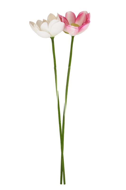 Set of 6 white artificial lotus flowers, 12cm tall, perfect for elegant home decor and special events.