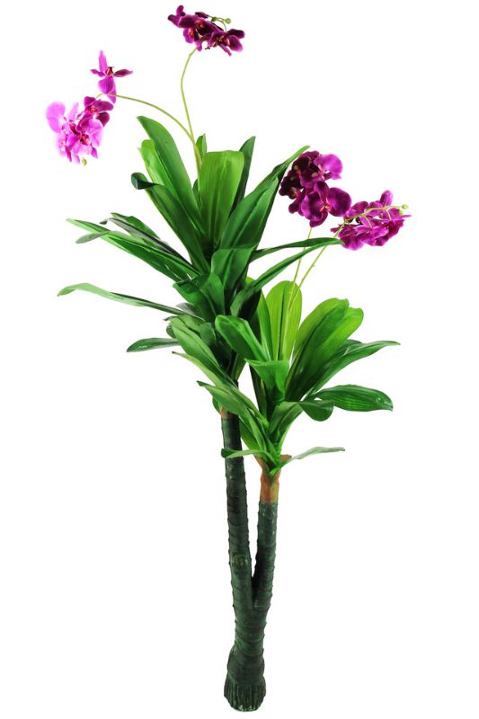 Lifelike 192cm Artificial Orchid Tree with four vibrant stems, perfect for elegant home decor without maintenance.