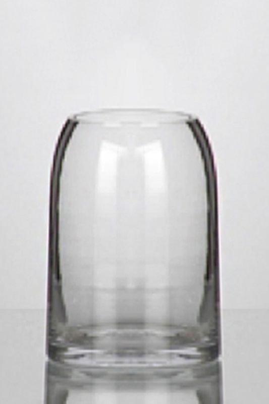 Clear curve-top cylinder vases, set of 4; modern design, perfect for flowers or decor, 245mmD x 300mmH.