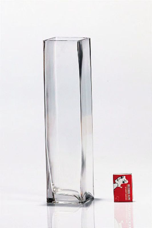 Elegant set of 12 extratall clear square glasses, perfect for serving beverages and enhancing any table setting.