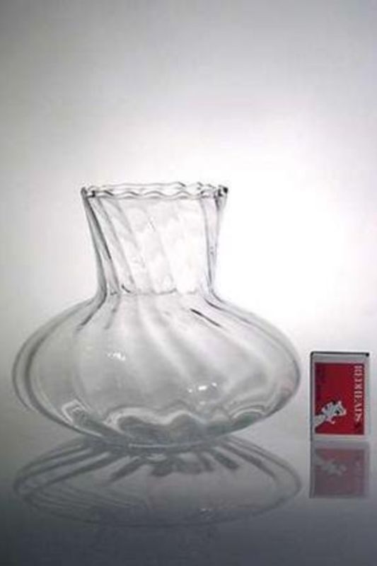 Set of 12 clear glass vases with unique hippy swirl design, perfect for floral arrangements and stylish decor.