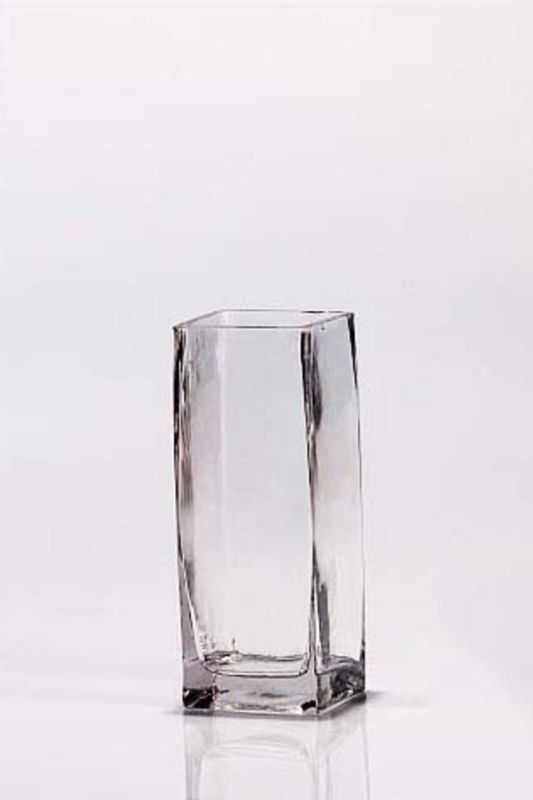 Clear glass tall cube vases set of 24, perfect for stylish floral arrangements in any decor. Each measures 8.5x8.5x21 cm.