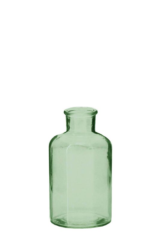 Set of 36 grey glass high neck bottle vases, ideal for small floral arrangements and elegant home decor.