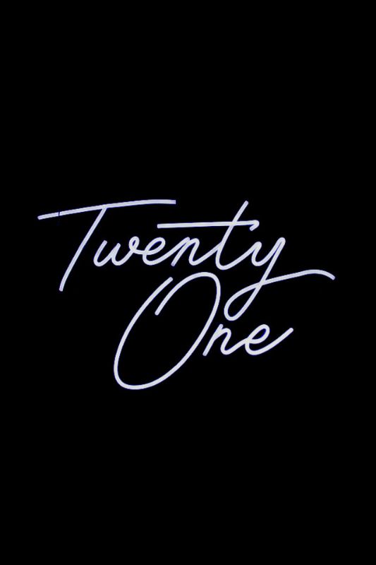 White Neon LED sign reading 'Twenty One', perfect for events, adding vibrant illumination to any space.
