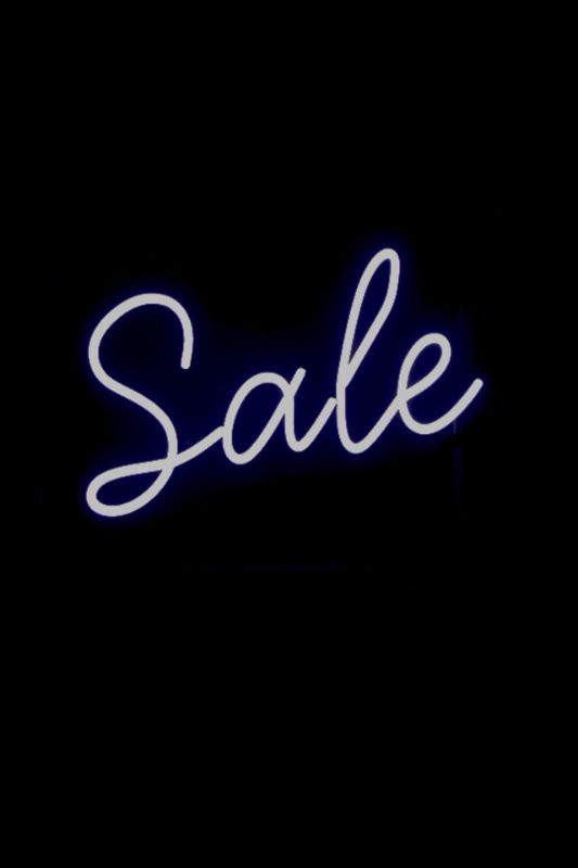 Bright white Neon LED 'SALE' sign, 780 x 500mmH, perfect for attracting customers in retail spaces with stylish illumination.