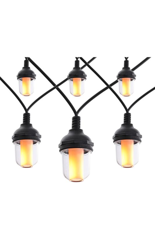 LED candle light festoon string extension in black, featuring 10 soft flicker lights, perfect for outdoor gatherings.