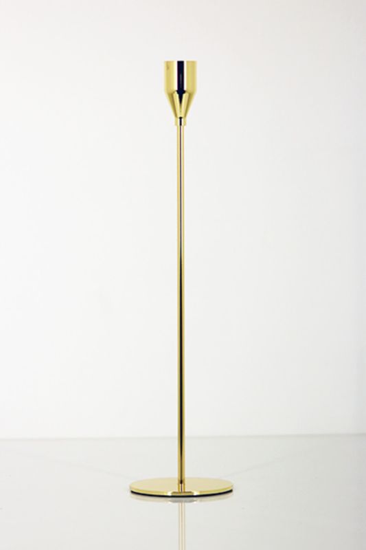 Elegant gold candle stick set of 5, featuring slender design and electro-plated finish, perfect for taper candles and decor.