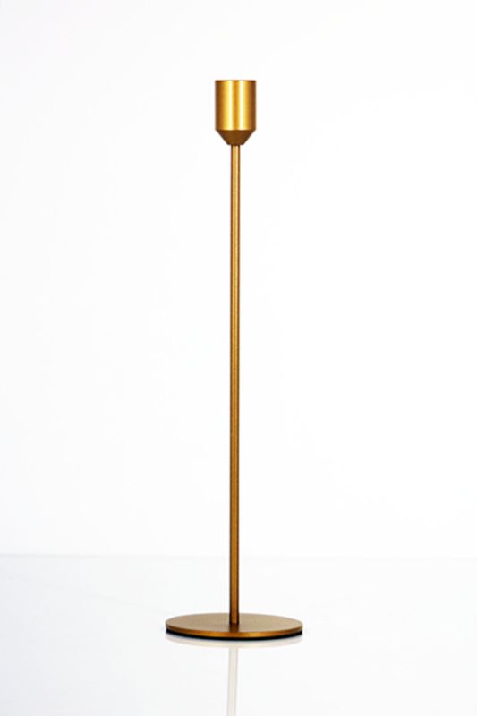 Elegant old gold candle stick set of 5, featuring slender designs with a chic brushed copper finish. Perfect for decor.