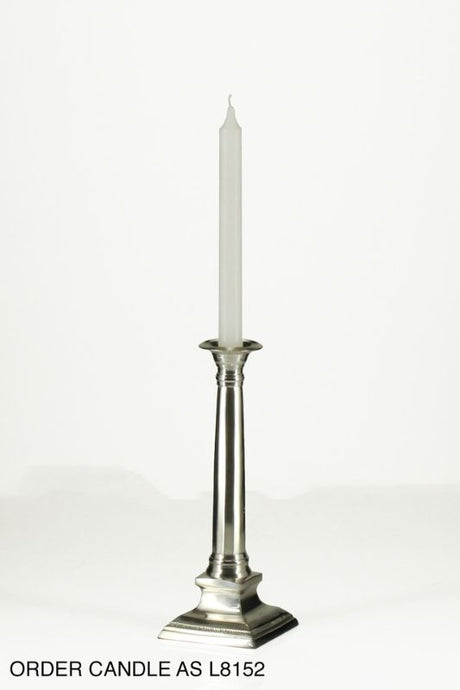 Elegant Georgian candle holder in pewter finish, measuring 10.5 x 28cm, perfect for enhancing any decor with warmth and style.