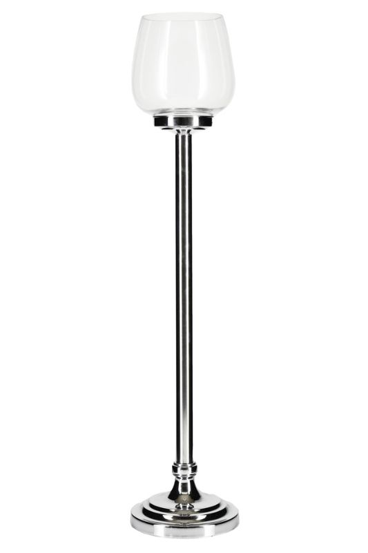 Elegant silver chrome stem goblet, perfect for wine or cocktails, adds luxury to any dining experience or decor.