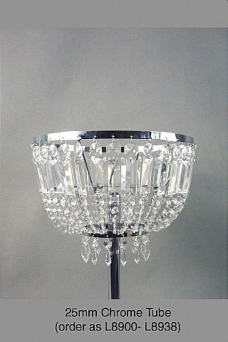 Acrylic Crystal Drop Bowl in Silver, 340mmD, elegant centerpiece for serving snacks or decorative display, reflecting light beautifully.
