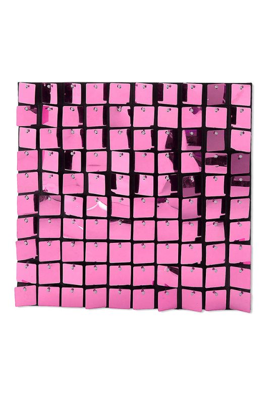 Set of 24 cerise square sequin panels, 30x30 cm, perfect for vibrant event backdrops and photo ops.