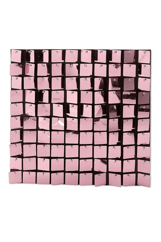 Set of 24 pink square sequin panels, 30x30cm, perfect for elegant backdrops at events and photo shoots.