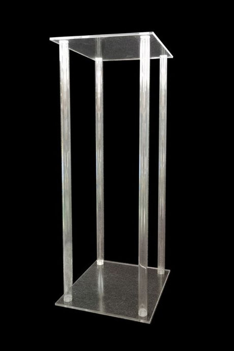 Clear acrylic table stands set of 3, perfect for lightweight displays; modern design with LED light options.