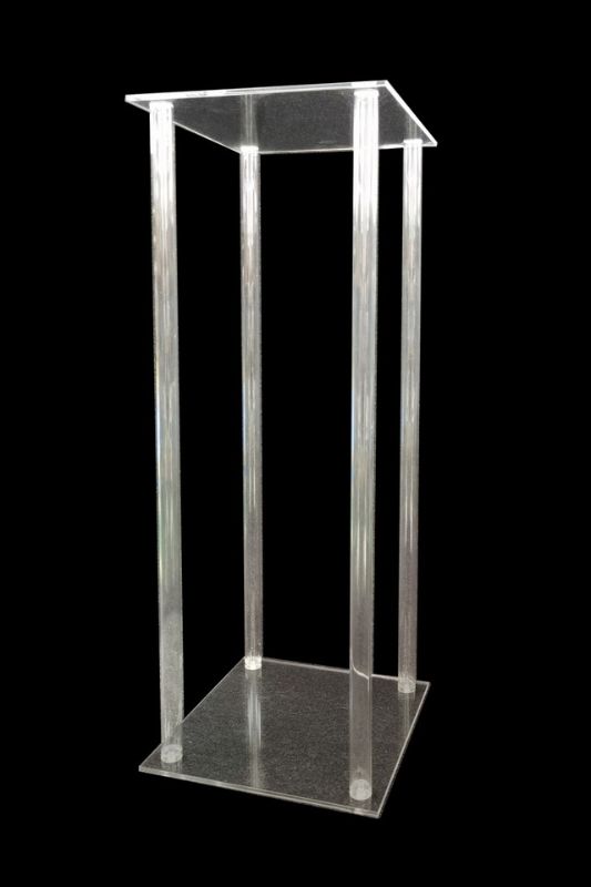 Clear acrylic table stands set of 3, perfect for lightweight displays; modern design with LED light options.