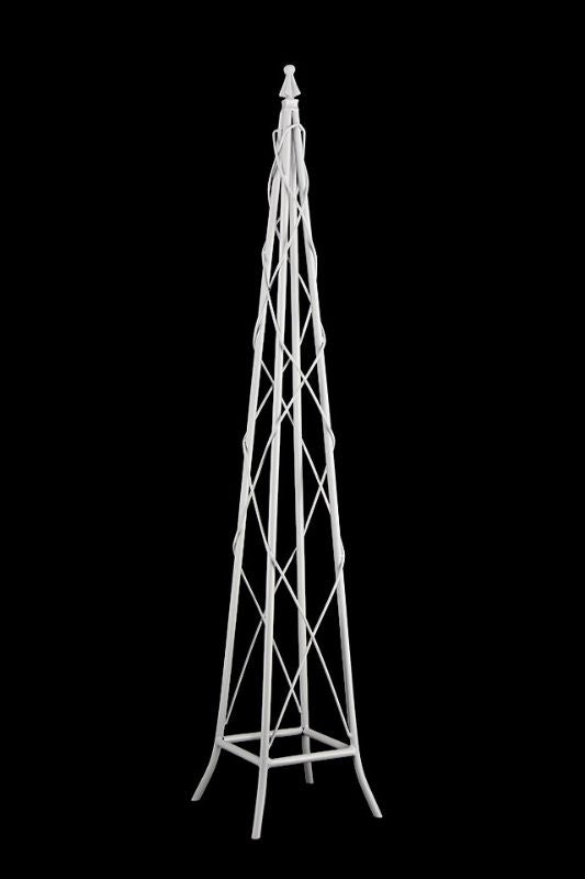 Set of 2 white Eiffel Tower table centerpieces, 110cm tall, perfect for elegant event decor and versatile styling.
