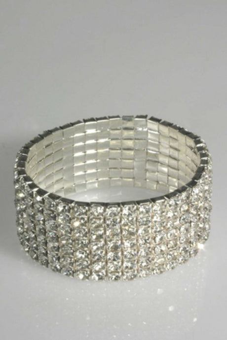 Set of 12 silver diamante corsage bracelets, perfect for adding sparkle to floral arrangements at events like weddings and proms.