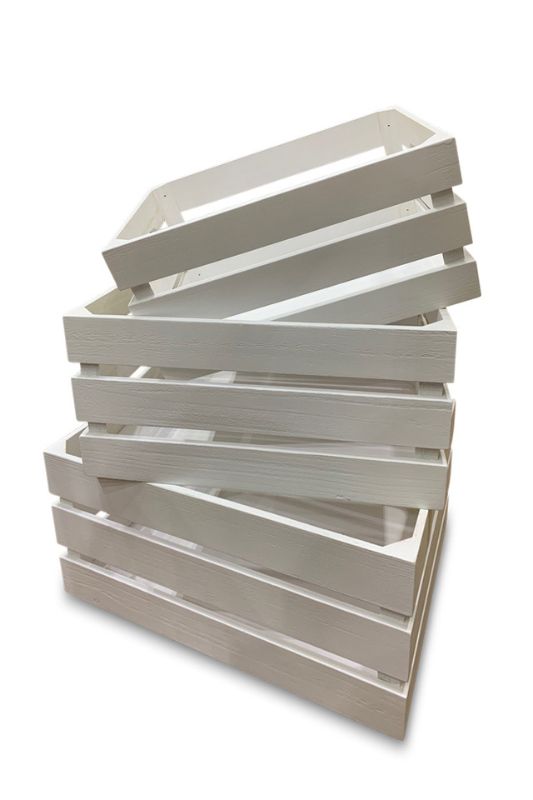 Set of 3 stylish rectangle wooden gift boxes in a white wash finish for gifts, storage, and decor.