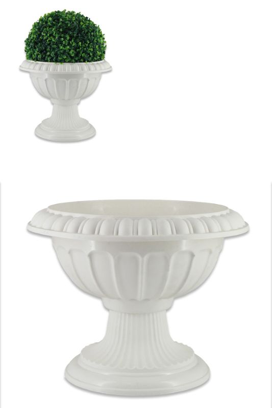 Elegant white PVC urn set of 6, perfect for showcasing floral arrangements at any event, with a sleek two-piece design.