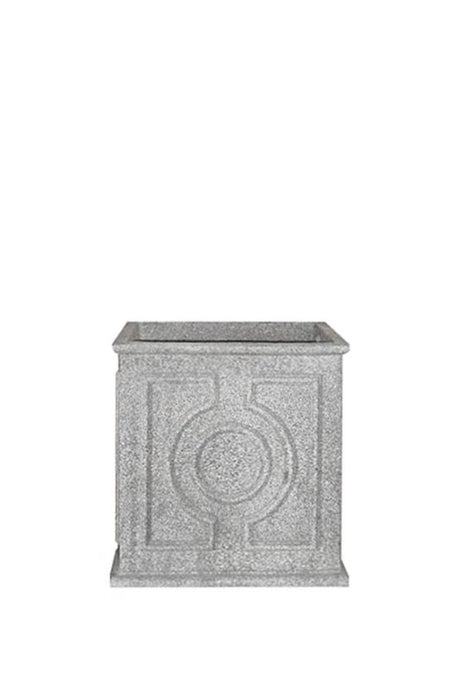 Small classic fibreglass planter in bone, elegant urn design for indoor or outdoor use, 40.5 cm square dimensions.