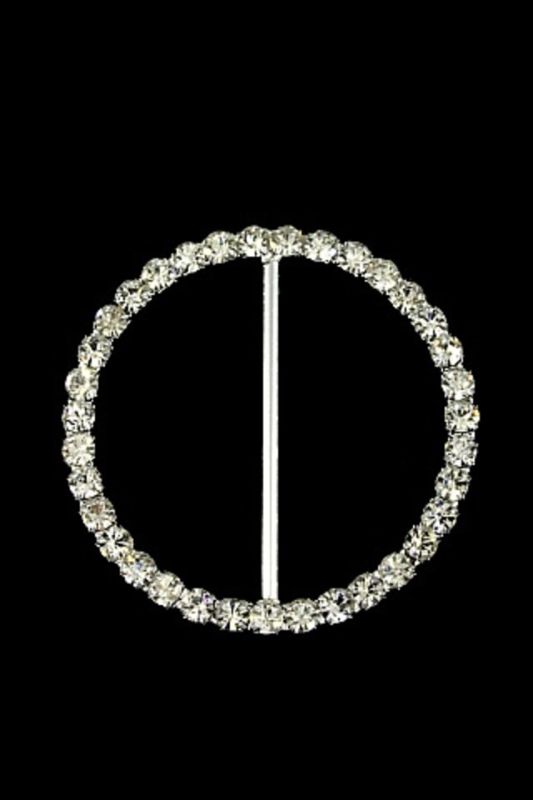 Set of 20 elegant silver round sash buckles with sparkling diamante accents, perfect for crafting and special events.