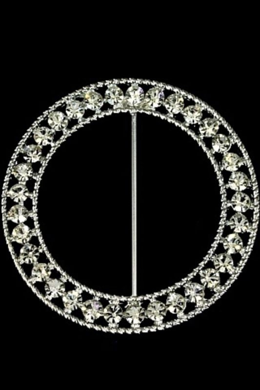 Set of 12 elegant silver diamante brooches, 63mm, perfect for enhancing sashes for weddings and special occasions.