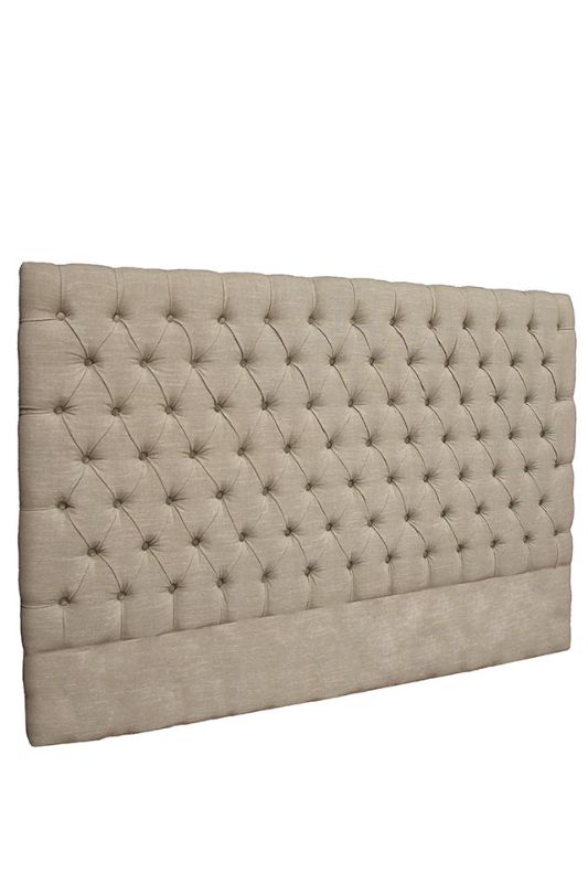 Elegant beige king bed head with deep button upholstery, perfect for a stylish and comfortable bedroom upgrade.