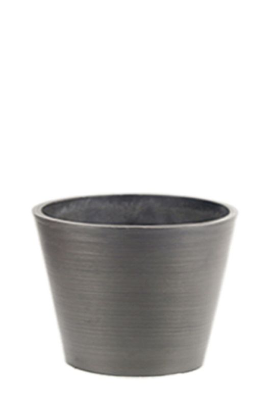 Set of 4 eco-friendly grey planters made from recycled materials, ideal for stylish indoor and outdoor gardening.