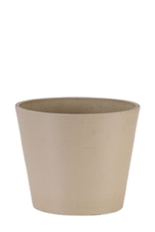 Eco-friendly recycled pots in bone color, set of 2; stylish, waterproof, lightweight, perfect for indoor and outdoor plants.