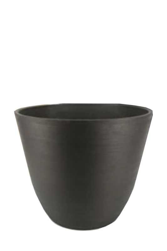 Set of 2 eco-friendly black planters with a unique contorted shape, made from 100% recycled materials for stylish greenery.
