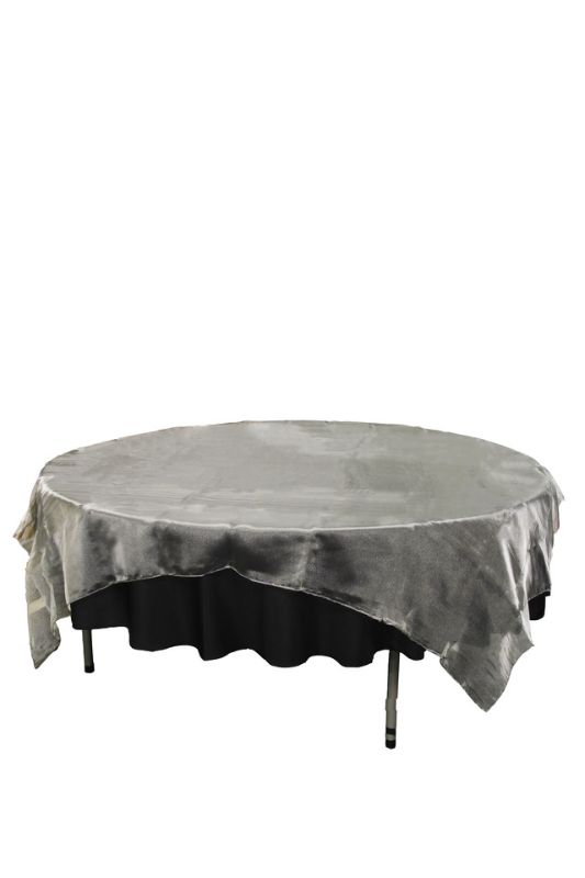 Silver 2-tone table overlay set of 10, 210x210cm, perfect for elegant event decor and enhancing table settings.