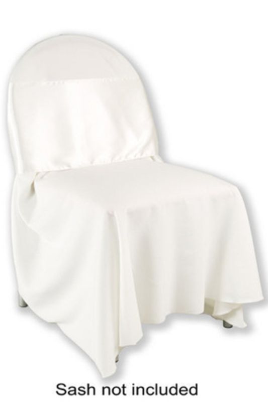 Set of 10 white oval chair covers made from durable 160gsm polyester, perfect for protecting furniture and enhancing decor.