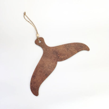 Single large Tohora Tail wall art in rusted copper pattern, 40cm, made from durable Aluminium Composite Material.