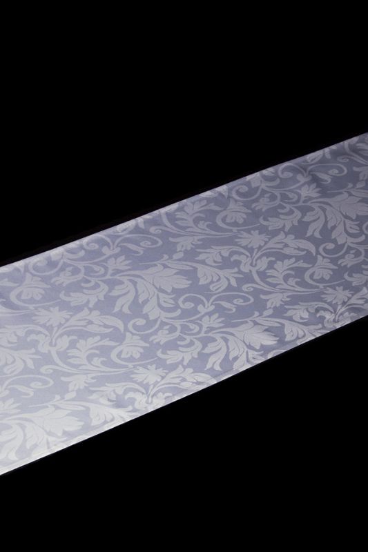 Champagne Scroll Jacquard Polyester Table Runner set, elegant design, durable, perfect for any dining occasion. Set of 10.