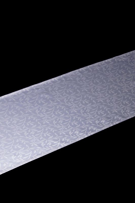 White Leaf Jacquard Polyester Table Runner set of 10, 33x240cm, elegant decor for events and everyday dining.