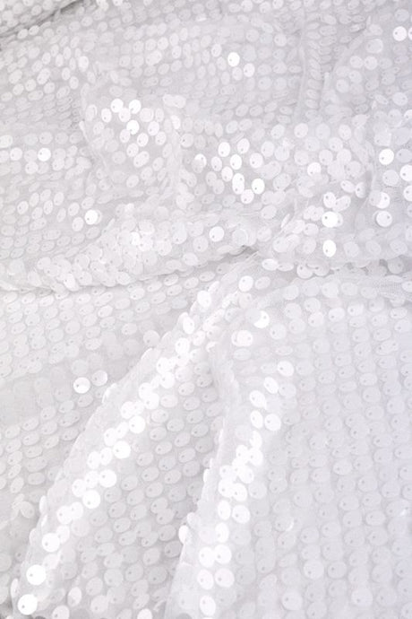 Shimmering white sequin backdrop fabric set of 20, perfect for elegant event decor and photo opportunities.