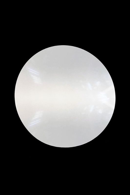 Set of 2 white acrylic backdrop discs, 600mm diameter, perfect for elegant event decor and personalized signage.