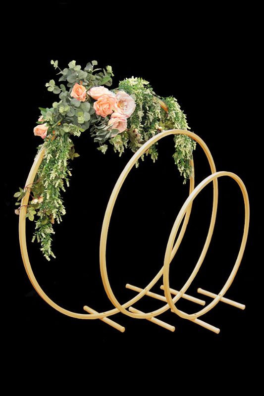 Event Backdrop - Set of 3 -  Standing Hoops -  Gold