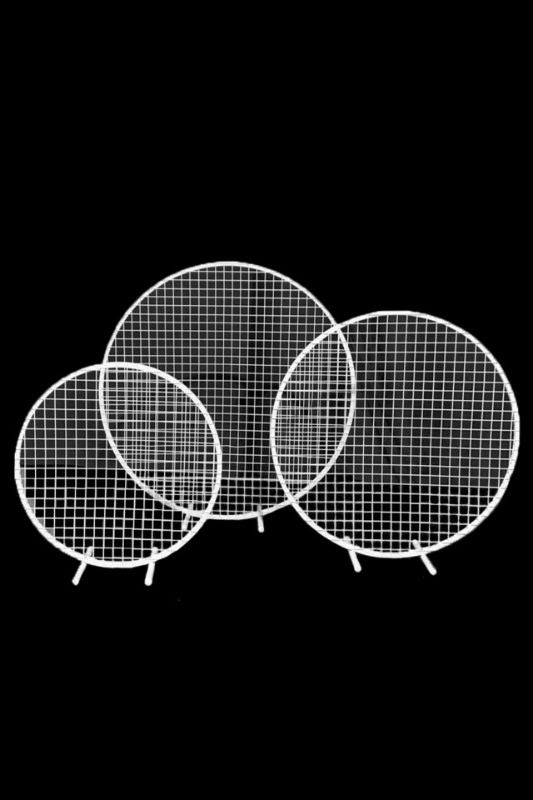 Event Backdrop - Set of 3 -  Standing Hoops with Mesh -  White
